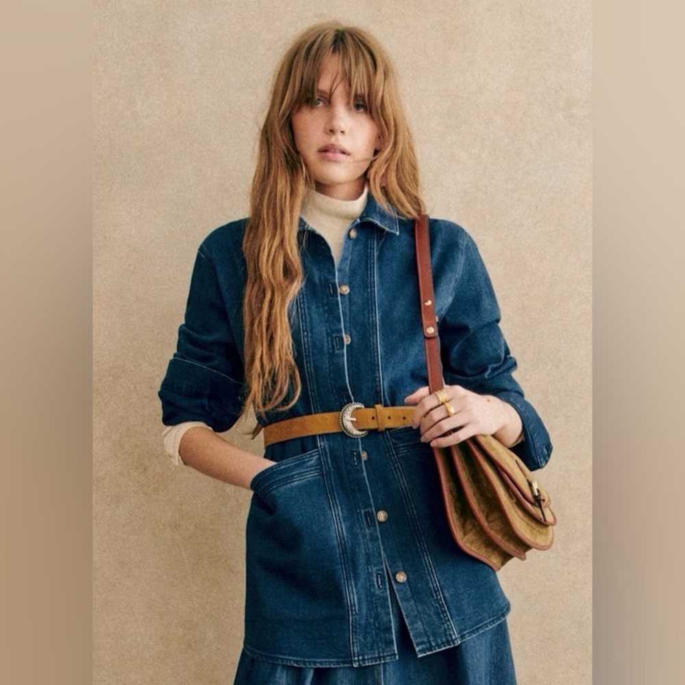 Sezane Blue Denim Utility Jacket